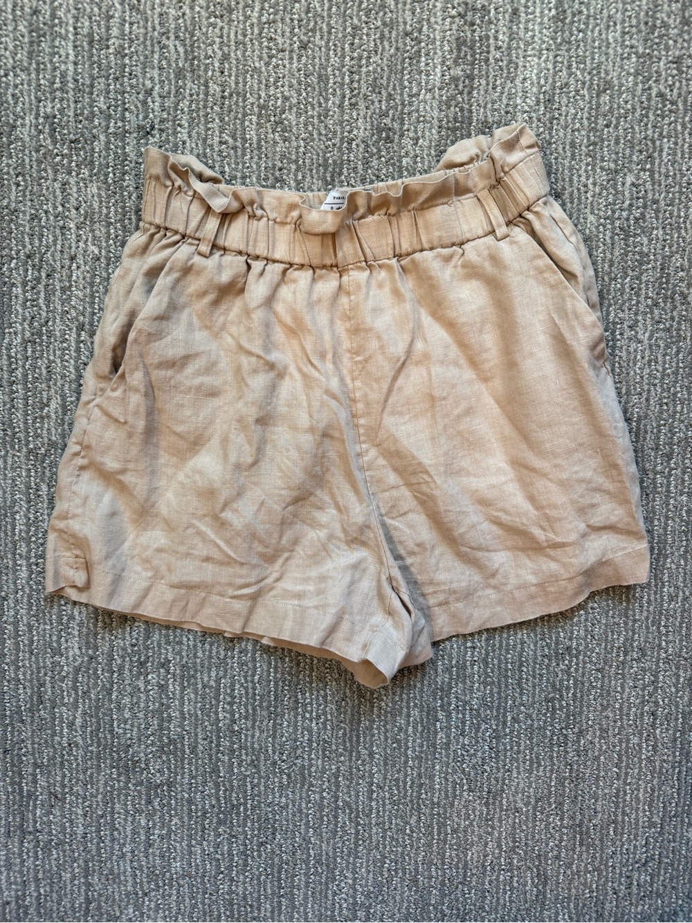 & Other Stories Paris Atelier 100% Linen Paperbag Shorts Beige Women’s US 4